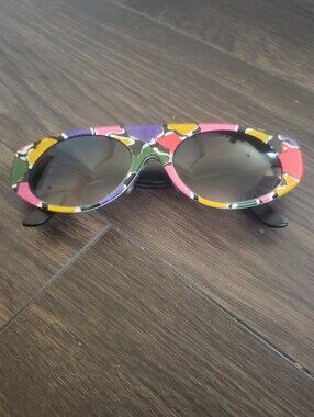 Vintage Swatch Eyes Sunglasses 90s Clip On Floral Colorful Mod Swiss UV 400 Lens